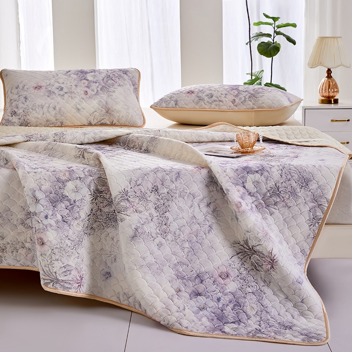 91家纺网 家纺一手货源 找家纺 羽梦家纺 2026新款凉席硅胶席子 雾岛听花