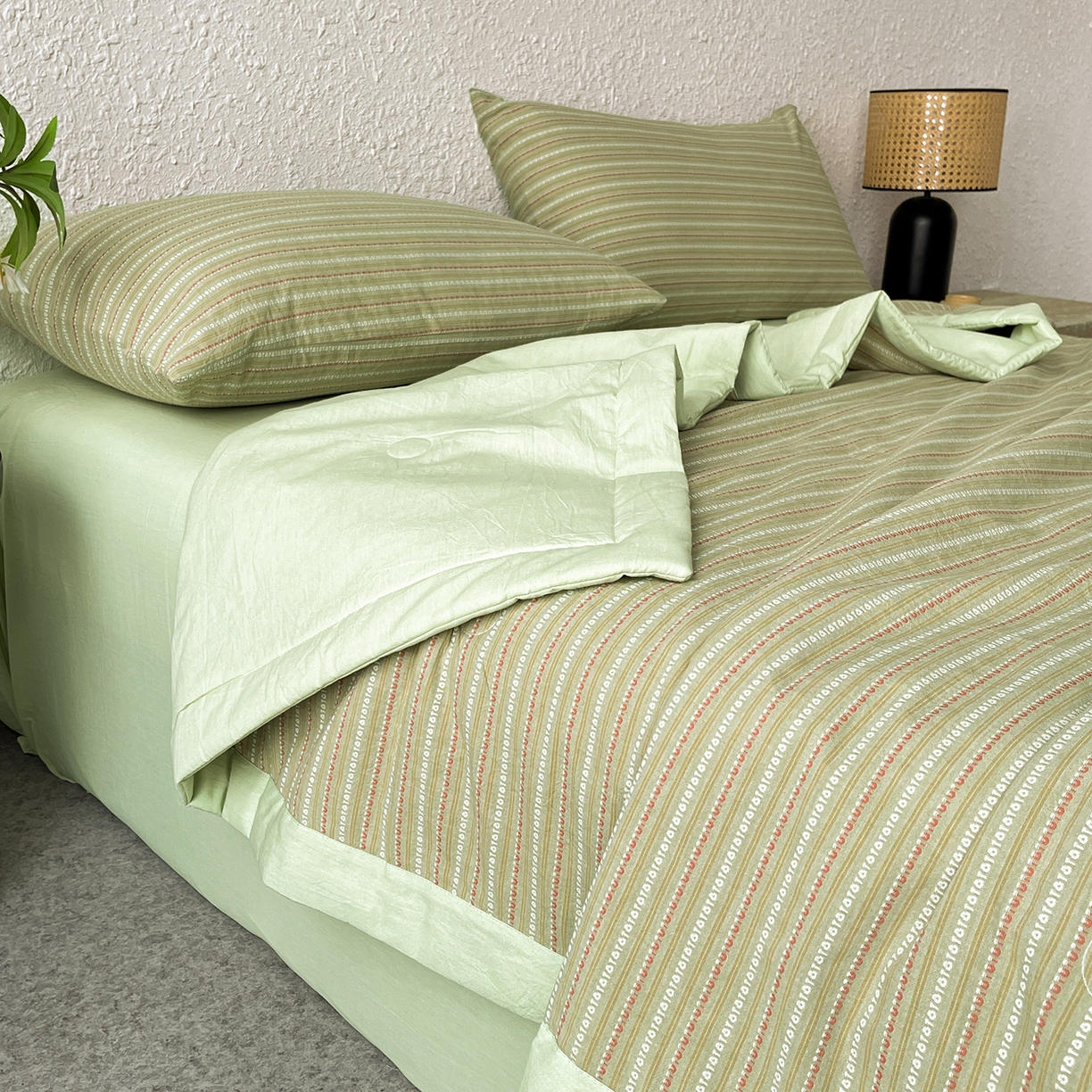 91家纺网 家纺一手货源 找家纺 吾诺家居 2026新款棉色织提花水洗棉大豆夏被夏凉被空调被-摩卡 摩卡绿