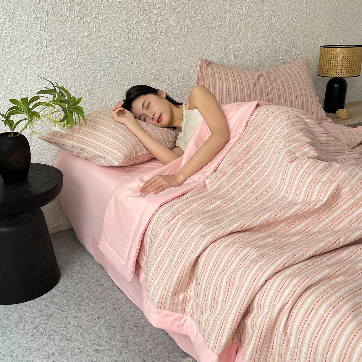 91家纺网 家纺一手货源 找家纺 吾诺家居 2026新款棉色织提花水洗棉大豆夏被夏凉被空调被-摩卡 摩卡粉