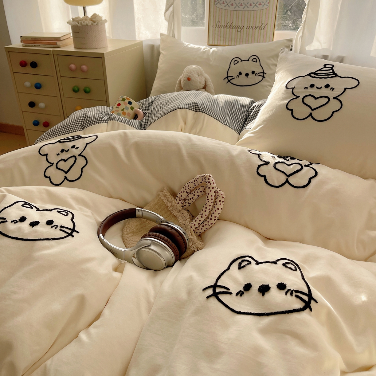 91家纺网 家纺一手货源 找家纺 韩都家居 2026春夏新款亲肤舒适毛巾绣四件套（包含买家秀原图） 小画家