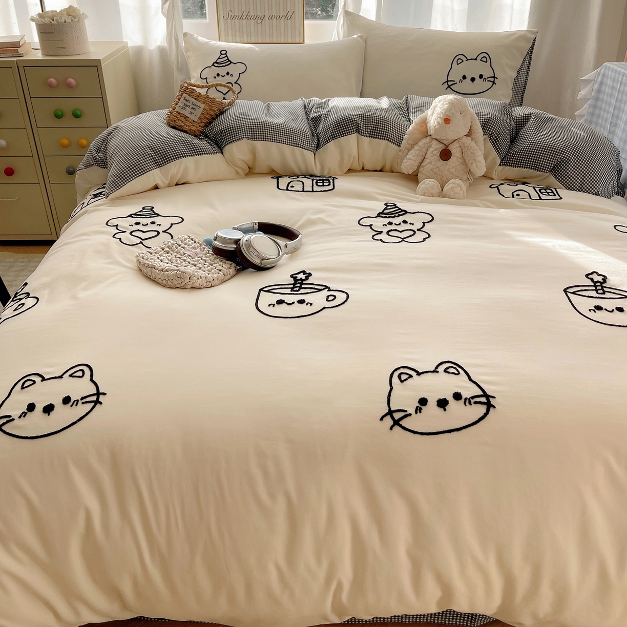 91家纺网 家纺一手货源 找家纺 韩都家居 2026春夏新款亲肤舒适毛巾绣四件套（包含买家秀原图） 小画家