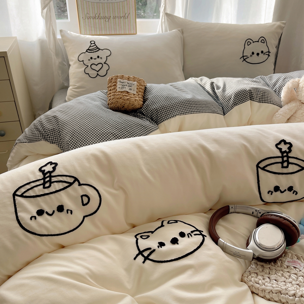 91家纺网 家纺一手货源 找家纺 韩都家居 2026春夏新款亲肤舒适毛巾绣四件套（包含买家秀原图） 小画家