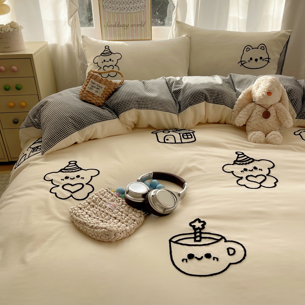 91家纺网 家纺一手货源 找家纺 韩都家居 2026春夏新款亲肤舒适毛巾绣四件套（包含买家秀原图） 小画家