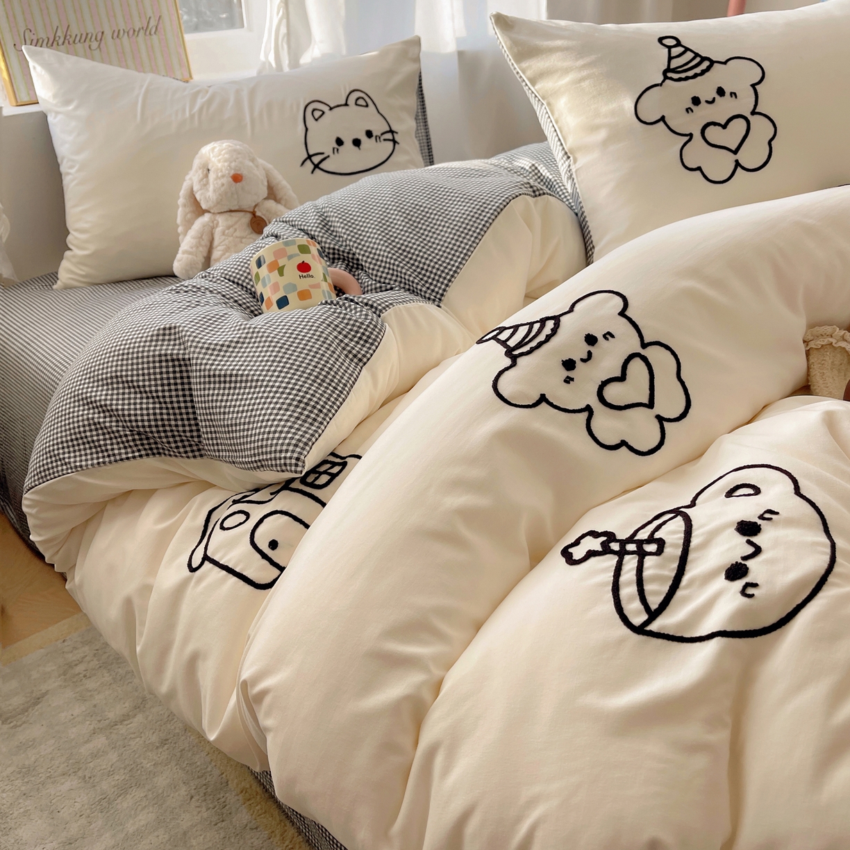 91家纺网 家纺一手货源 找家纺 韩都家居 2026春夏新款亲肤舒适毛巾绣四件套（包含买家秀原图） 小画家