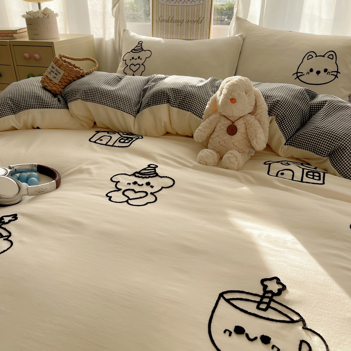 91家纺网 家纺一手货源 找家纺 韩都家居 2026春夏新款亲肤舒适毛巾绣四件套（包含买家秀原图） 小画家