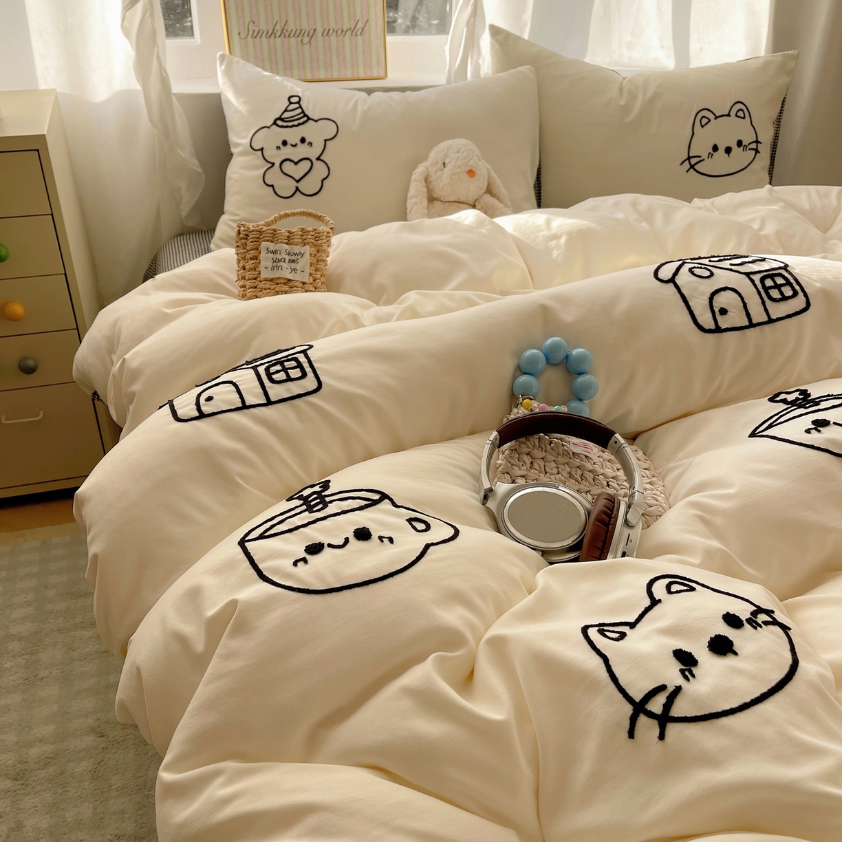 91家纺网 家纺一手货源 找家纺 韩都家居 2026春夏新款亲肤舒适毛巾绣四件套（包含买家秀原图） 小画家