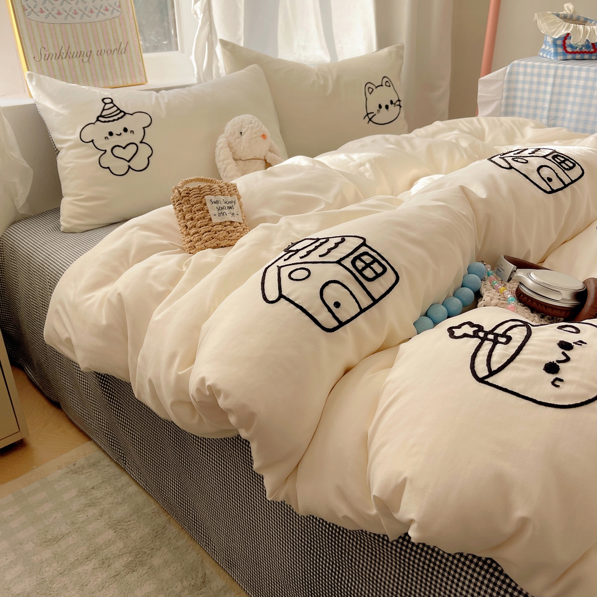 91家纺网 家纺一手货源 找家纺 韩都家居 2026春夏新款亲肤舒适毛巾绣四件套（包含买家秀原图） 小画家