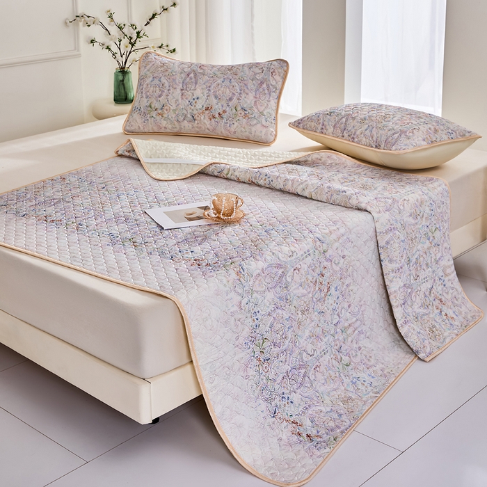 91家纺网 家纺一手货源 找家纺 羽梦家纺 2026新款凉席硅胶席子 云间花境