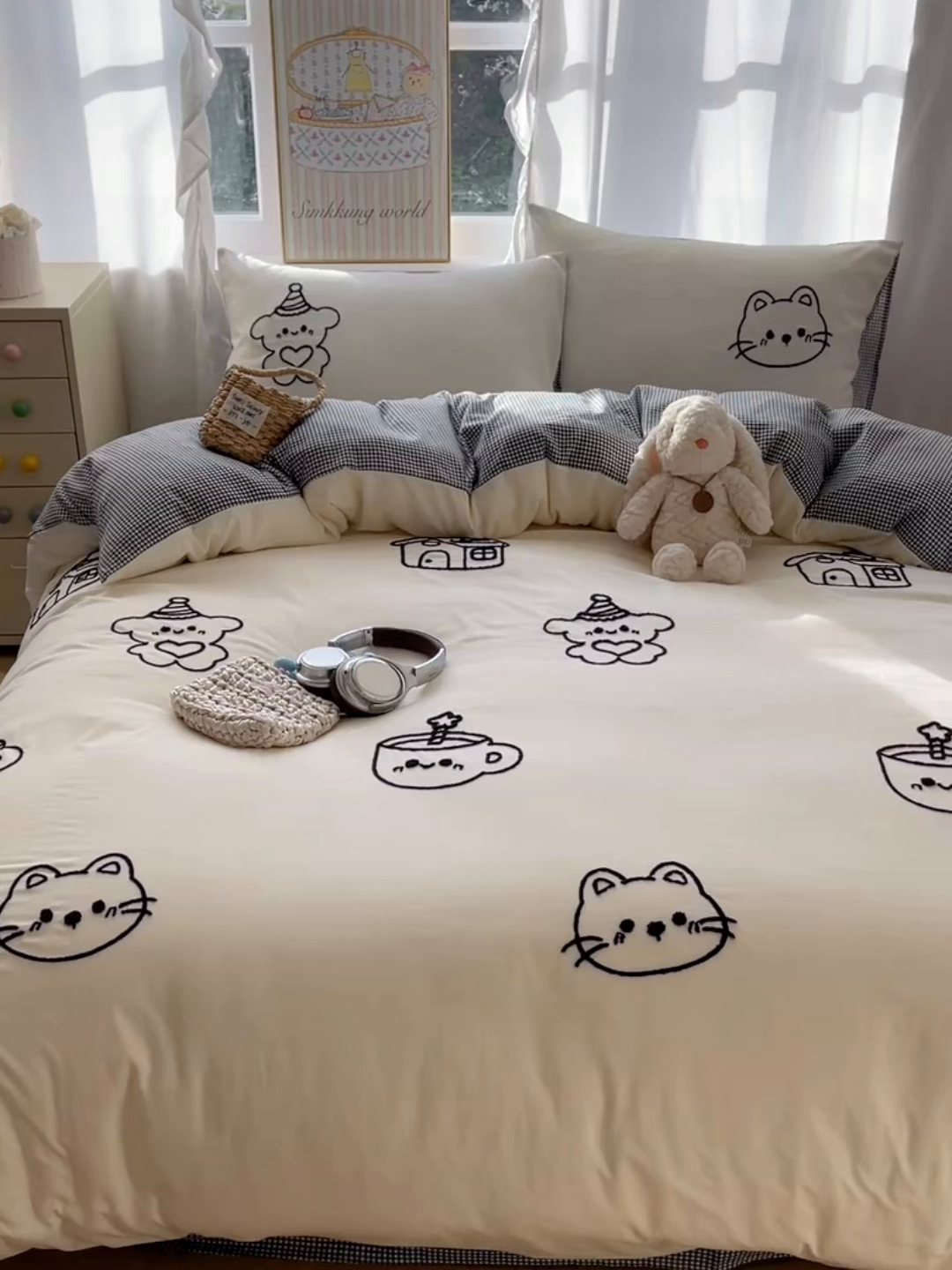 91家纺网 家纺一手货源 找家纺 韩都家居 2026春夏新款亲肤舒适毛巾绣四件套（包含买家秀原图） 小画家