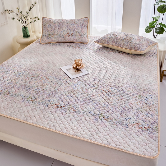 91家纺网 家纺一手货源 找家纺 羽梦家纺 2026新款凉席硅胶席子 云间花境