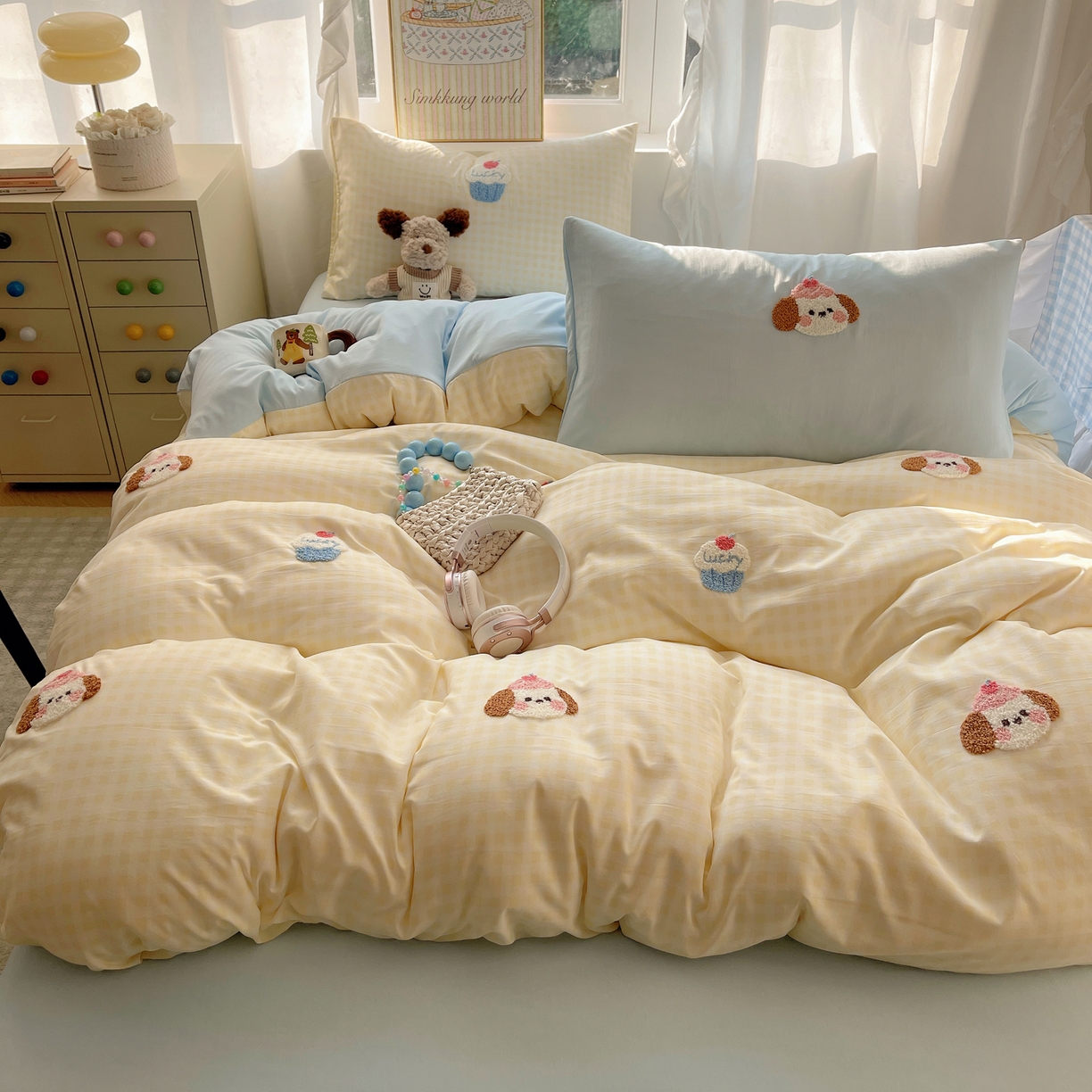 韩都家居 2026春夏新款亲肤舒适毛巾绣四件套（包含买家秀原图） 小奶狗