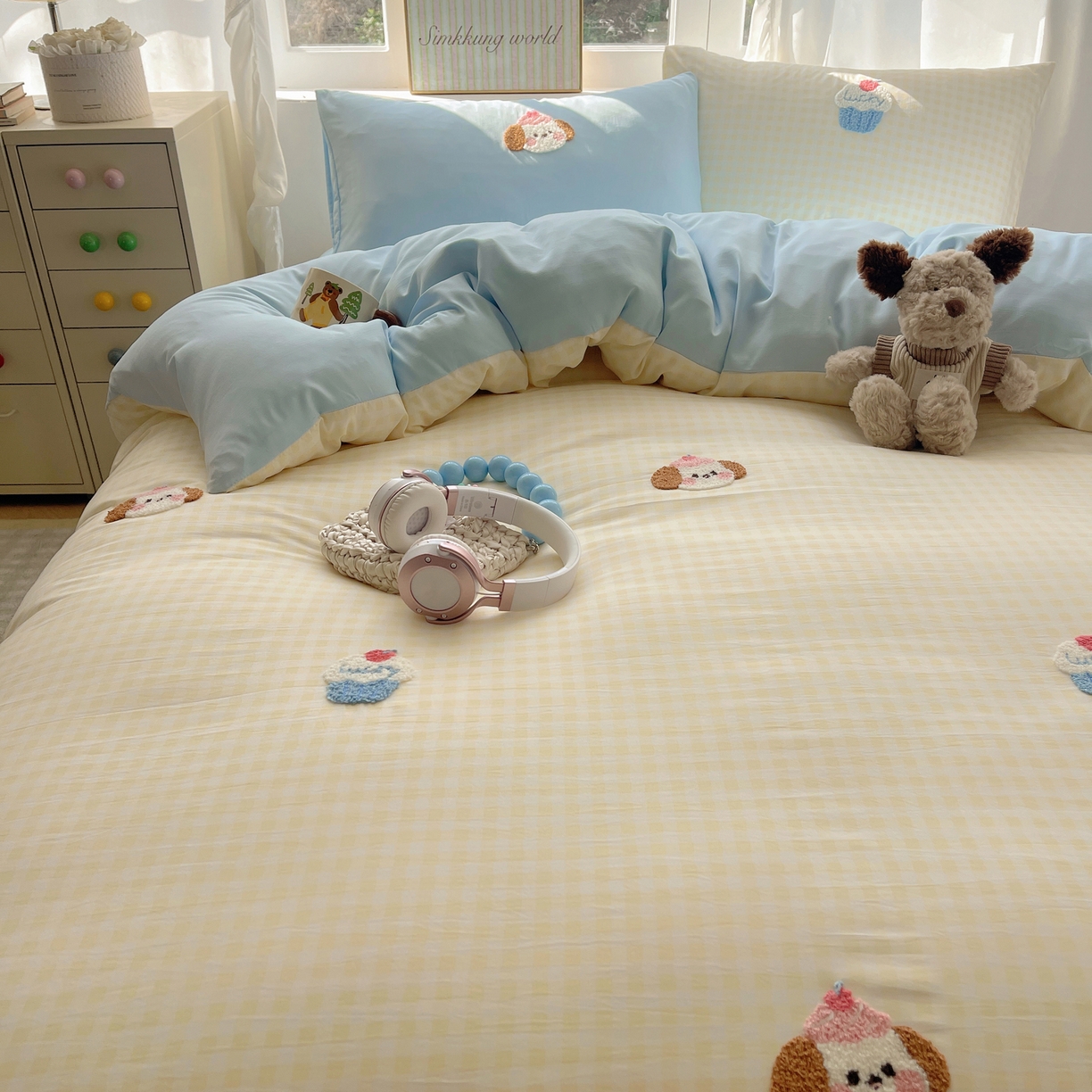 91家纺网 家纺一手货源 找家纺 韩都家居 2026春夏新款亲肤舒适毛巾绣四件套（包含买家秀原图） 小奶狗