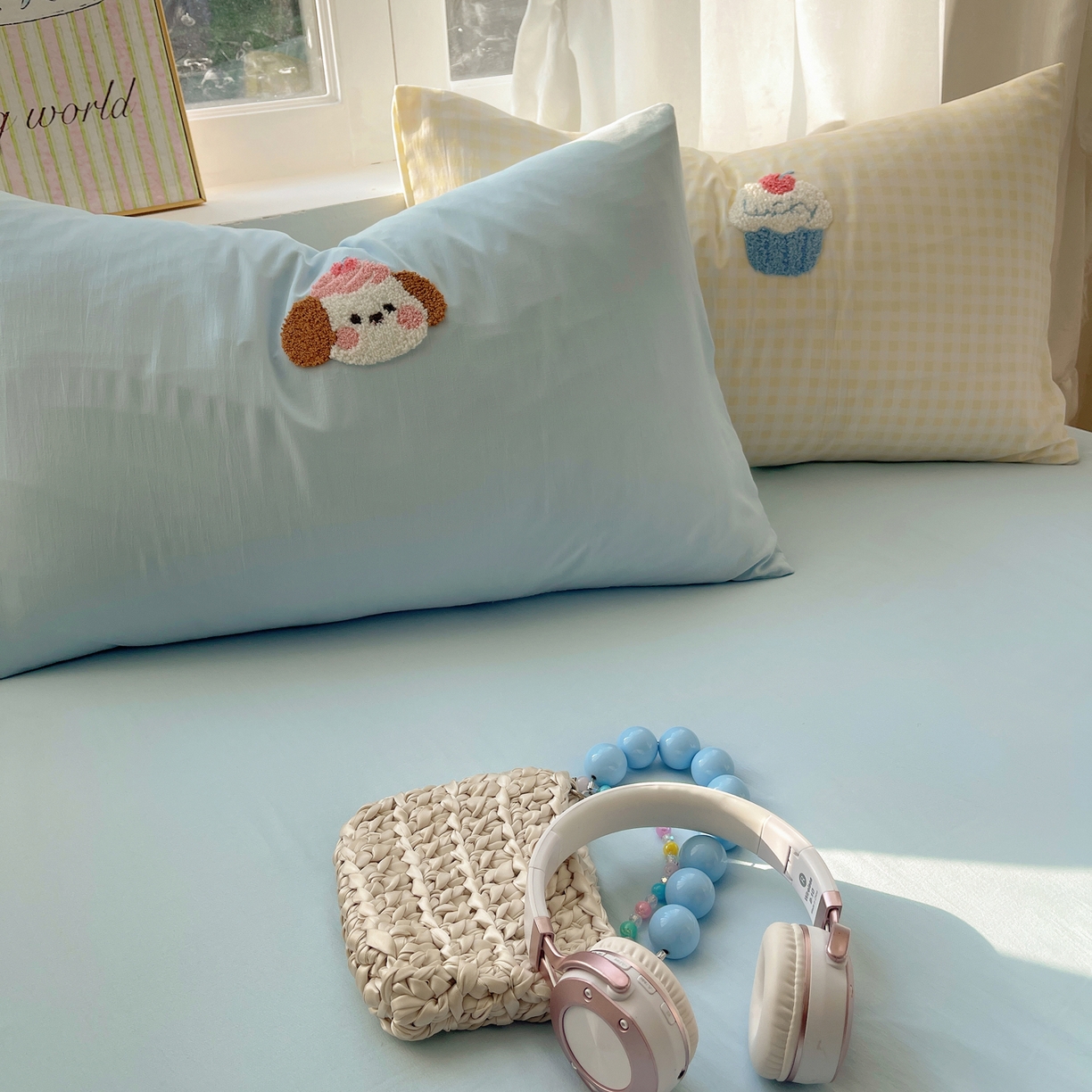 91家纺网 家纺一手货源 找家纺 韩都家居 2026春夏新款亲肤舒适毛巾绣四件套（包含买家秀原图） 小奶狗