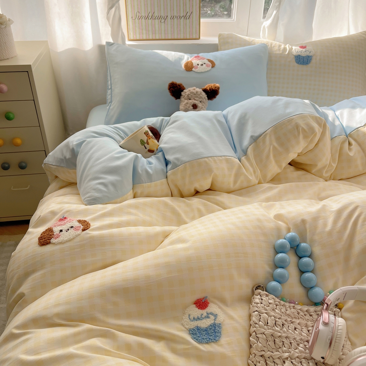 91家纺网 家纺一手货源 找家纺 韩都家居 2026春夏新款亲肤舒适毛巾绣四件套（包含买家秀原图） 小奶狗