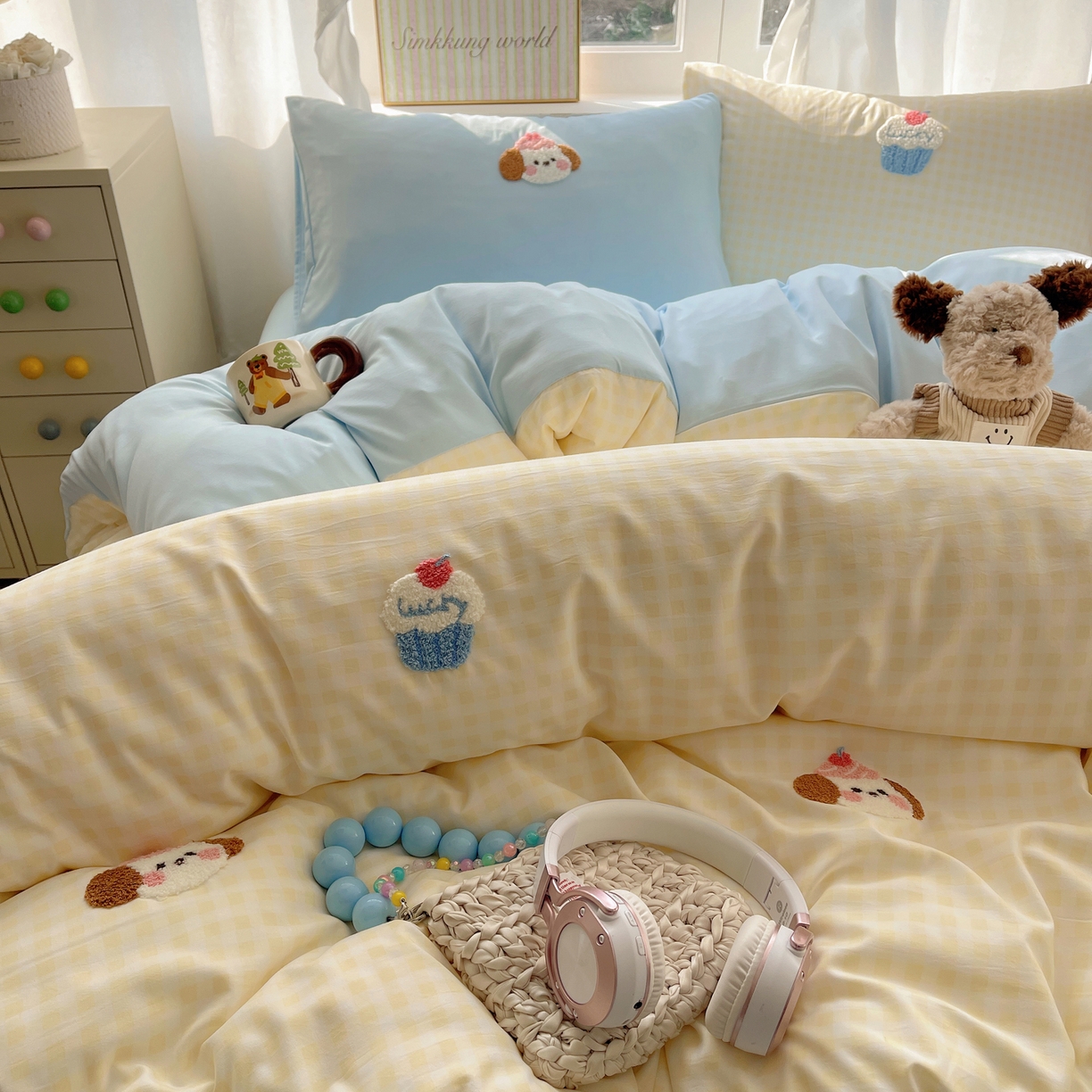 91家纺网 家纺一手货源 找家纺 韩都家居 2026春夏新款亲肤舒适毛巾绣四件套（包含买家秀原图） 小奶狗