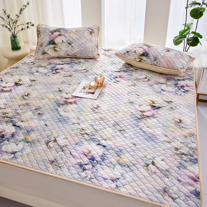 91家纺网 家纺一手货源 找家纺 羽梦家纺 2026新款凉席硅胶席子 雾里看花