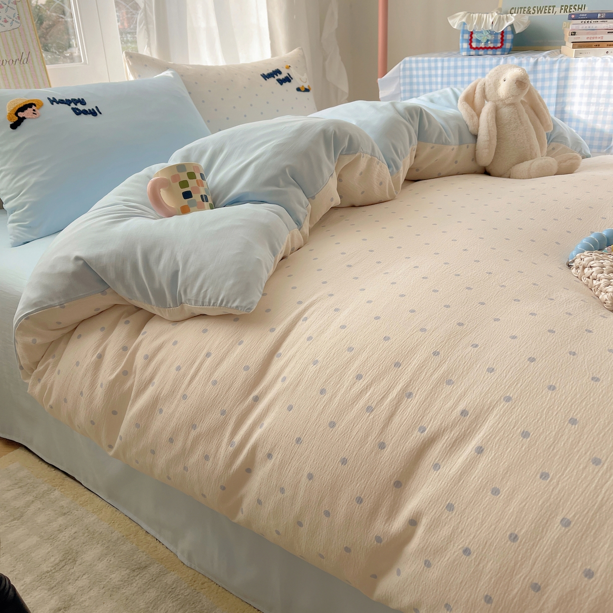 91家纺网 家纺一手货源 找家纺 韩都家居 2026春夏新款亲肤舒适毛巾绣四件套（包含买家秀原图） 小女孩