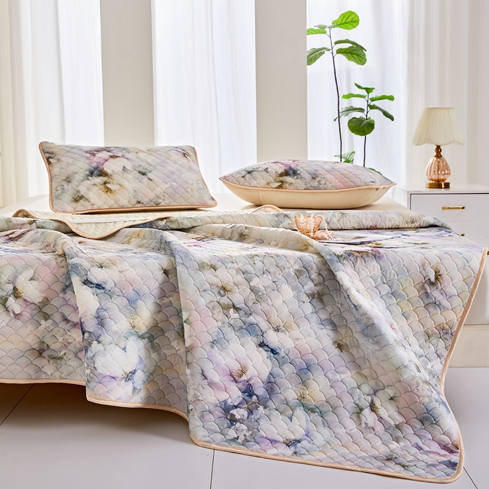 91家纺网 家纺一手货源 找家纺 羽梦家纺 2026新款凉席硅胶席子 雾里看花