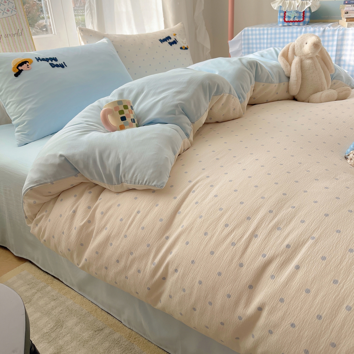 91家纺网 家纺一手货源 找家纺 韩都家居 2026春夏新款亲肤舒适毛巾绣四件套（包含买家秀原图） 小女孩