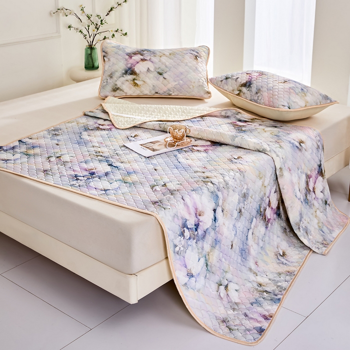 91家纺网 家纺一手货源 找家纺 羽梦家纺 2026新款凉席硅胶席子 雾里看花