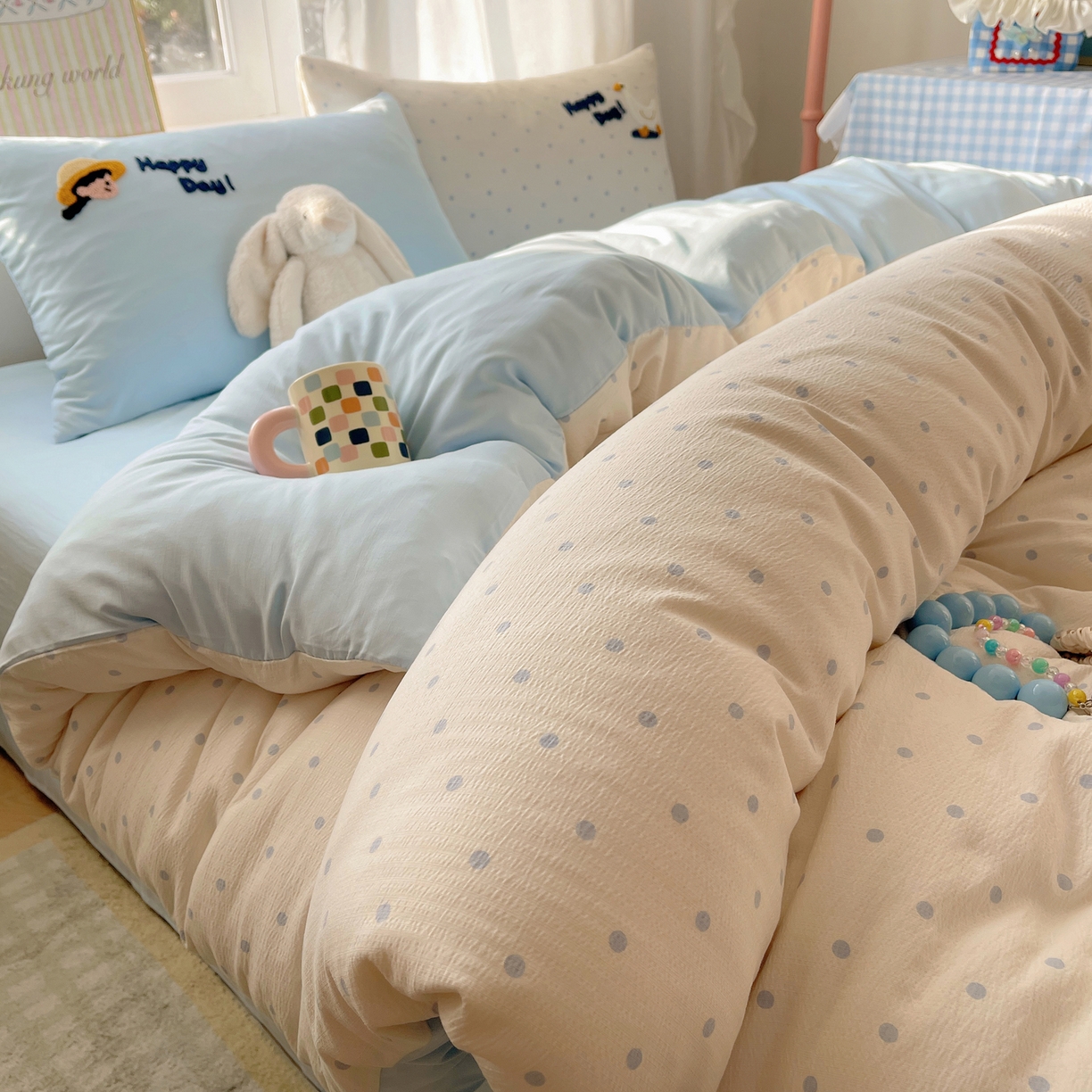 91家纺网 家纺一手货源 找家纺 韩都家居 2026春夏新款亲肤舒适毛巾绣四件套（包含买家秀原图） 小女孩