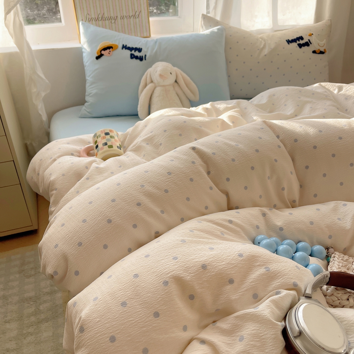 91家纺网 家纺一手货源 找家纺 韩都家居 2026春夏新款亲肤舒适毛巾绣四件套（包含买家秀原图） 小女孩