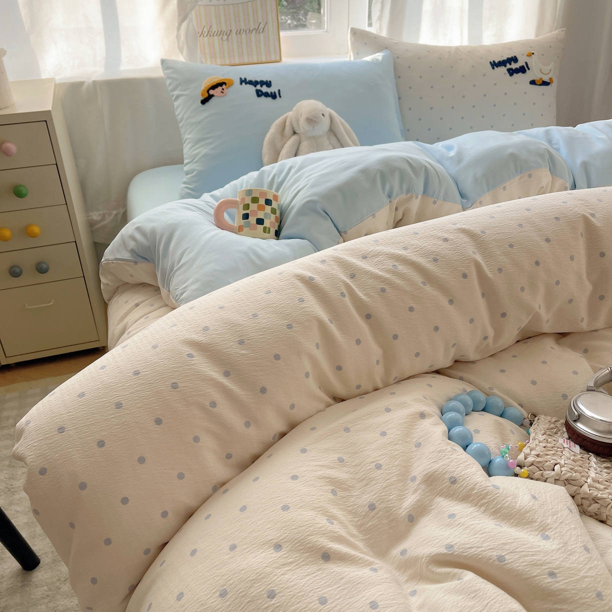 91家纺网 家纺一手货源 找家纺 韩都家居 2026春夏新款亲肤舒适毛巾绣四件套（包含买家秀原图） 小女孩