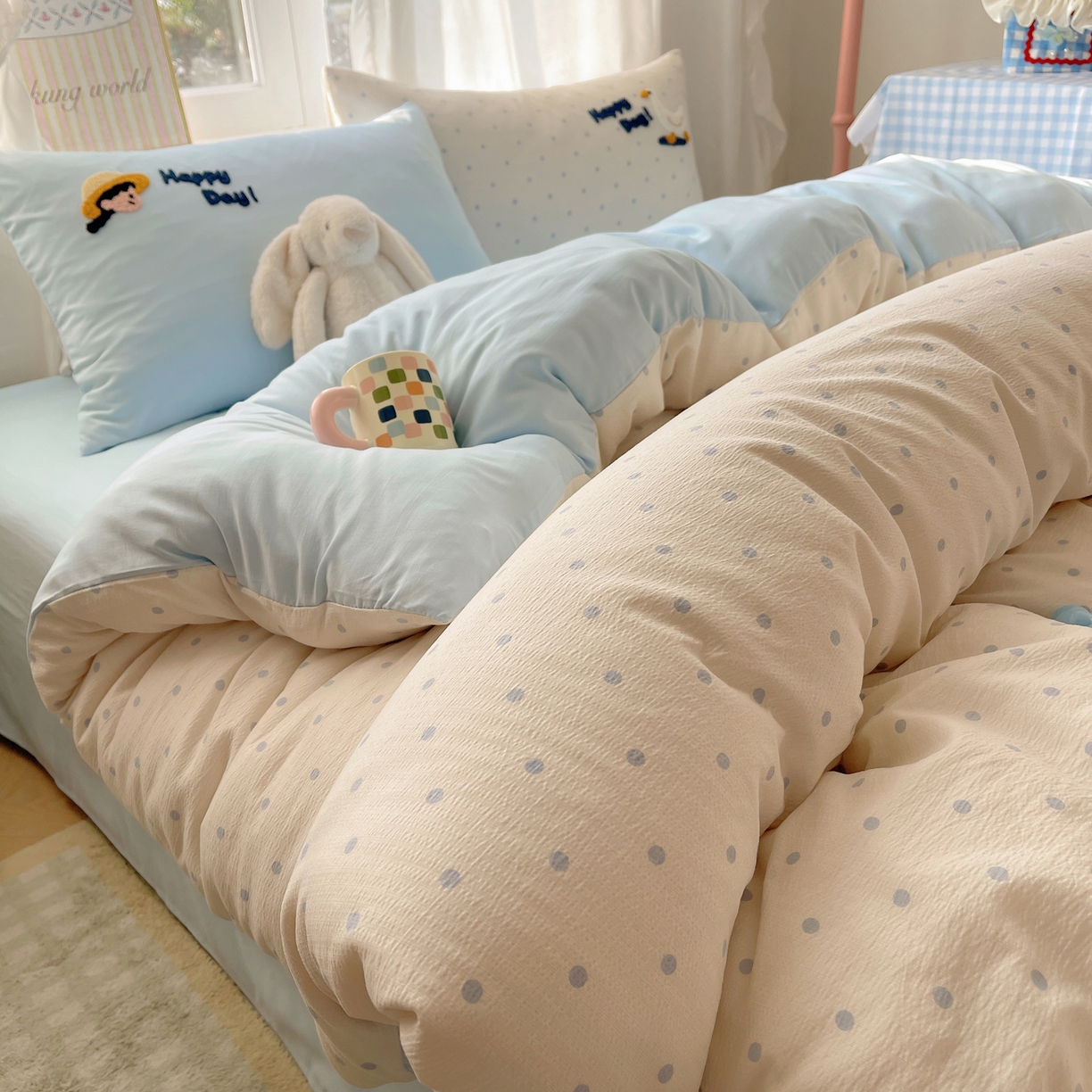 91家纺网 家纺一手货源 找家纺 韩都家居 2026春夏新款亲肤舒适毛巾绣四件套（包含买家秀原图） 小女孩