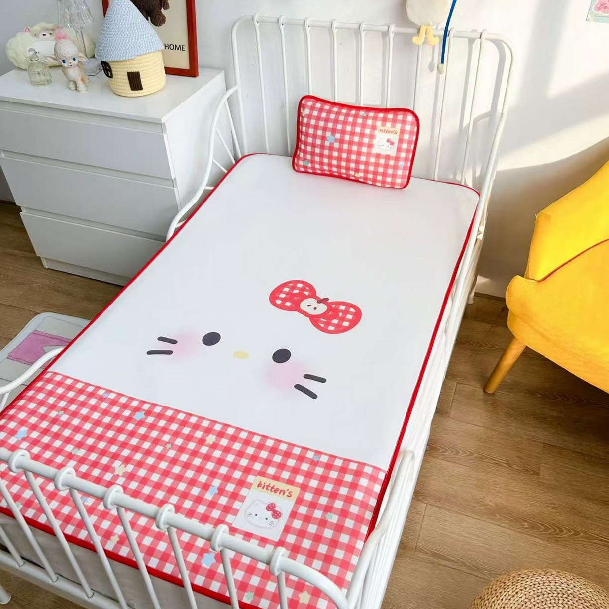 91家纺网 家纺一手货源 找家纺 美乐迪家纺 2026新款儿童水光冰丝凉席席子凉席 大脸猫