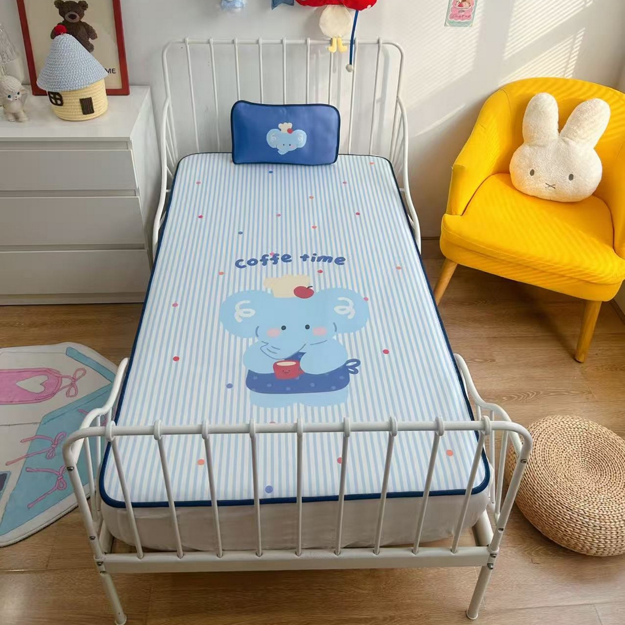 91家纺网 家纺一手货源 找家纺 美乐迪家纺 2026新款儿童水光冰丝凉席席子凉席 大象