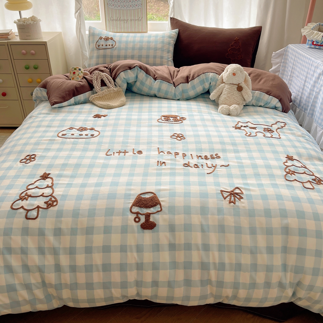 91家纺网 家纺一手货源 找家纺 韩都家居 2026春夏新款亲肤舒适毛巾绣四件套（包含买家秀原图） 小确幸