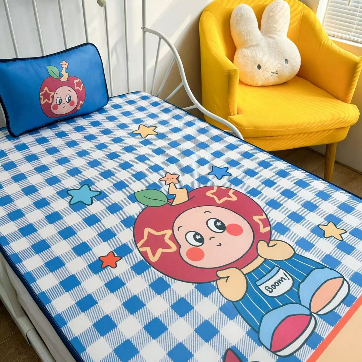 91家纺网 家纺一手货源 找家纺 美乐迪家纺 2026新款儿童水光冰丝凉席席子凉席 星星男孩