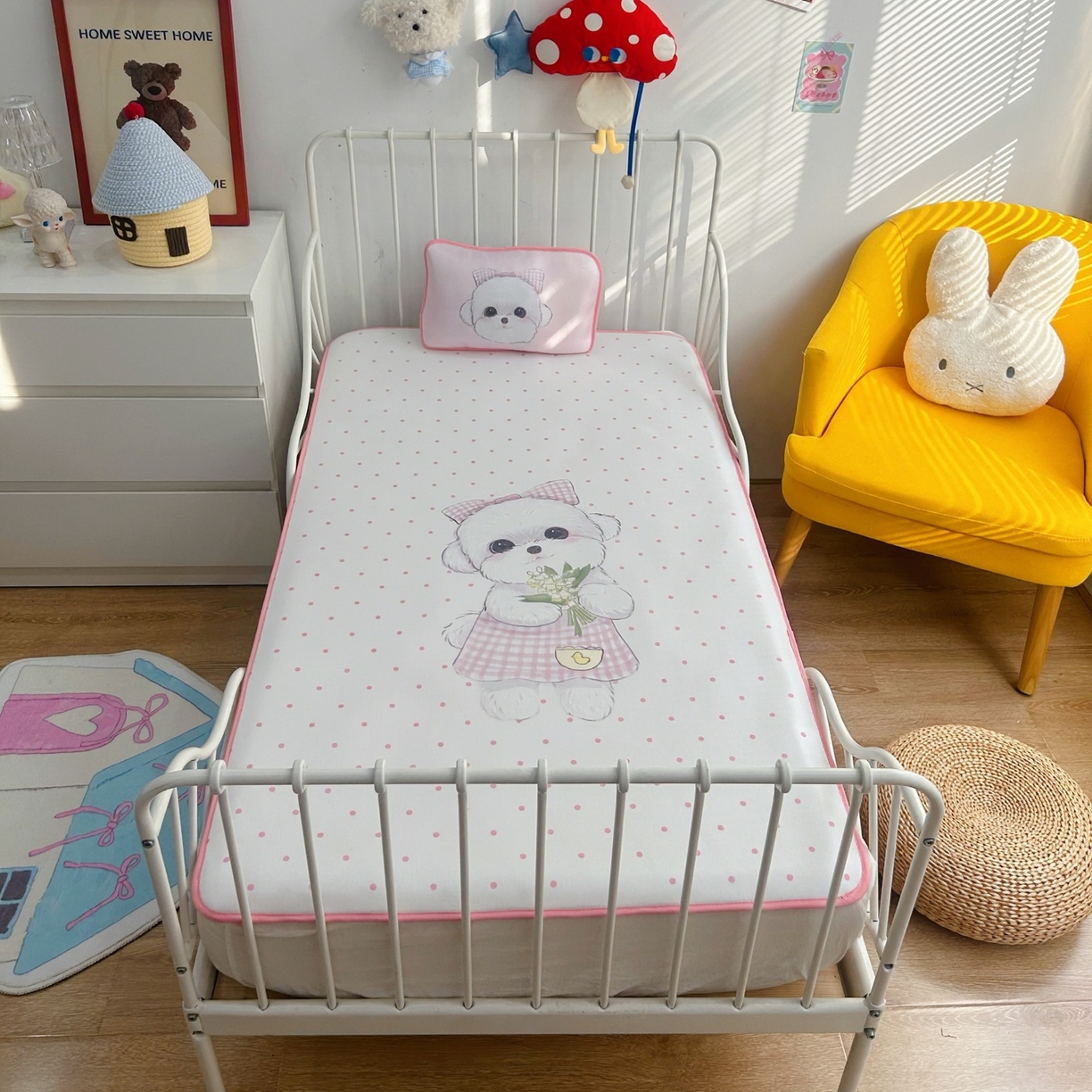 91家纺网 家纺一手货源 找家纺 美乐迪家纺 2026新款儿童水光冰丝凉席席子凉席 比熊