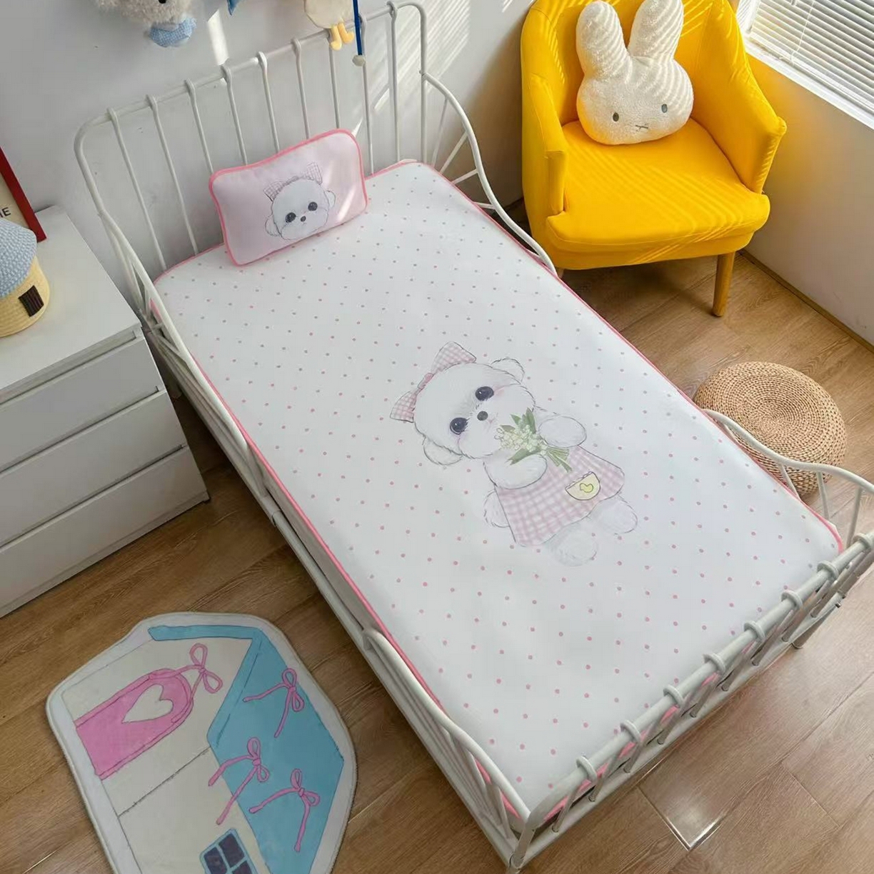 91家纺网 家纺一手货源 找家纺 美乐迪家纺 2026新款儿童水光冰丝凉席席子凉席 比熊