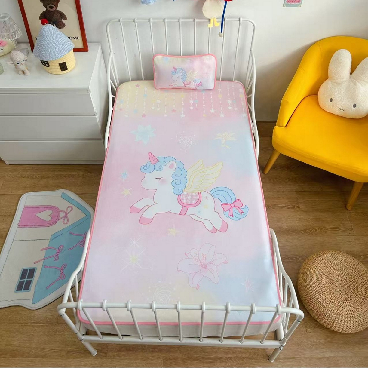 91家纺网 家纺一手货源 找家纺 美乐迪家纺 2026新款儿童水光冰丝凉席席子凉席 梦幻小马