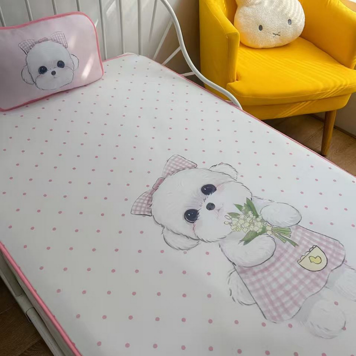 91家纺网 家纺一手货源 找家纺 美乐迪家纺 2026新款儿童水光冰丝凉席席子凉席 比熊