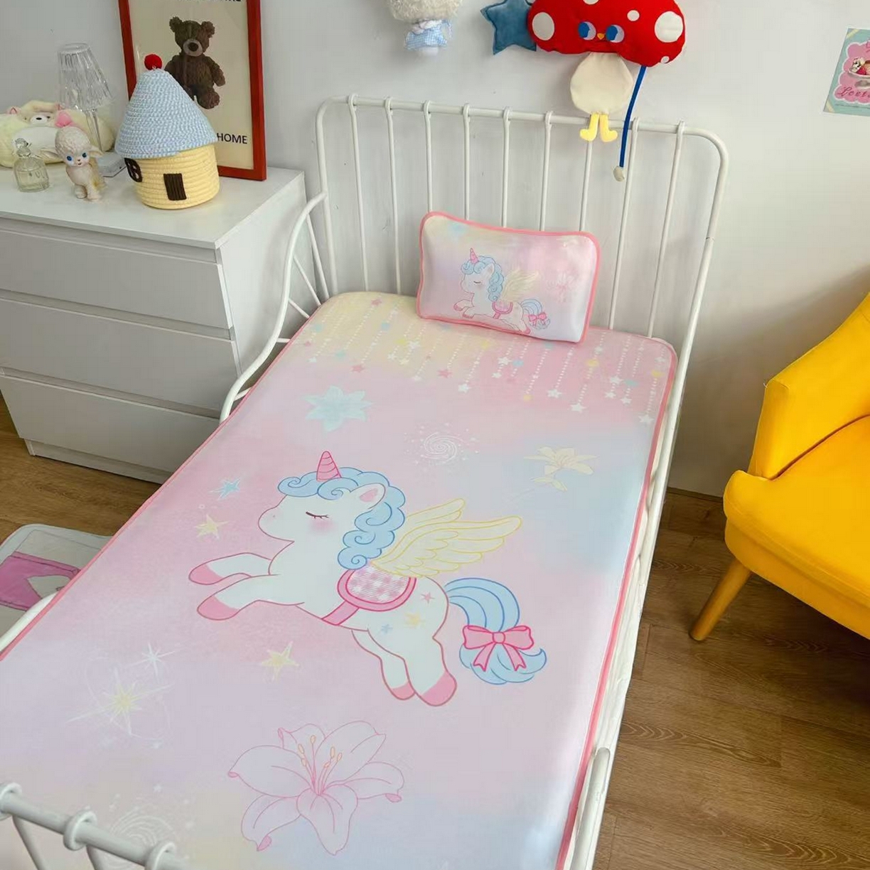 91家纺网 家纺一手货源 找家纺 美乐迪家纺 2026新款儿童水光冰丝凉席席子凉席 梦幻小马