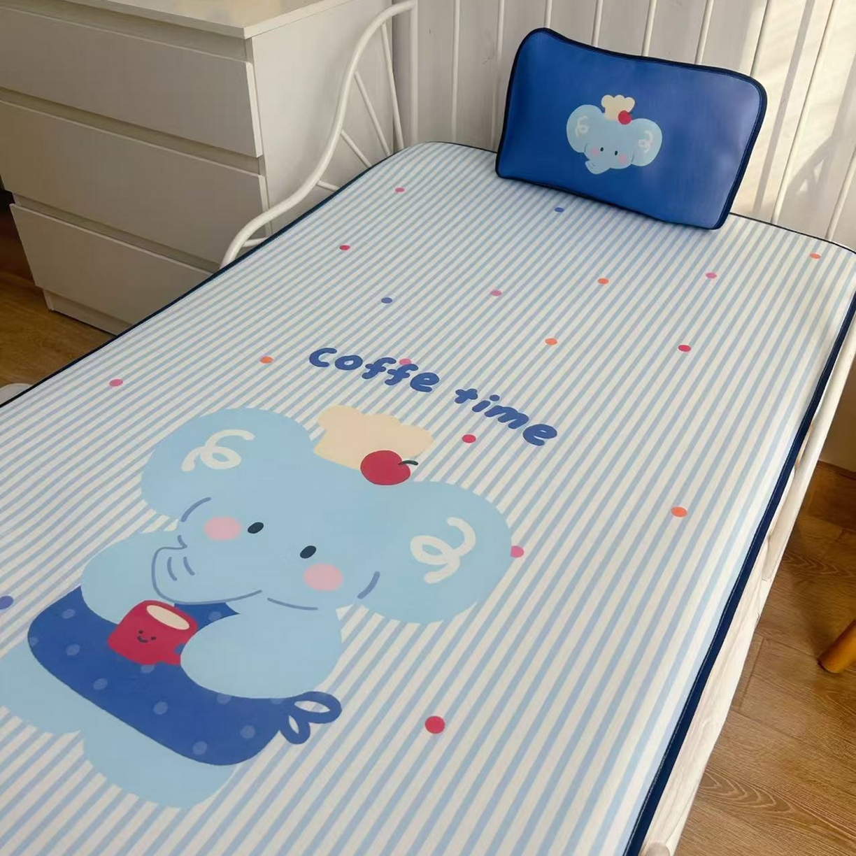 91家纺网 家纺一手货源 找家纺 美乐迪家纺 2026新款儿童水光冰丝凉席席子凉席 大象