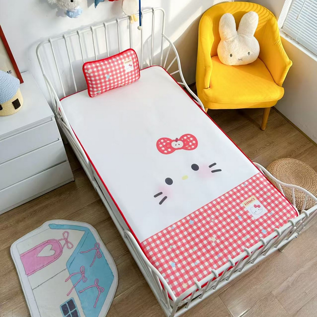 91家纺网 家纺一手货源 找家纺 美乐迪家纺 2026新款儿童水光冰丝凉席席子凉席 大脸猫