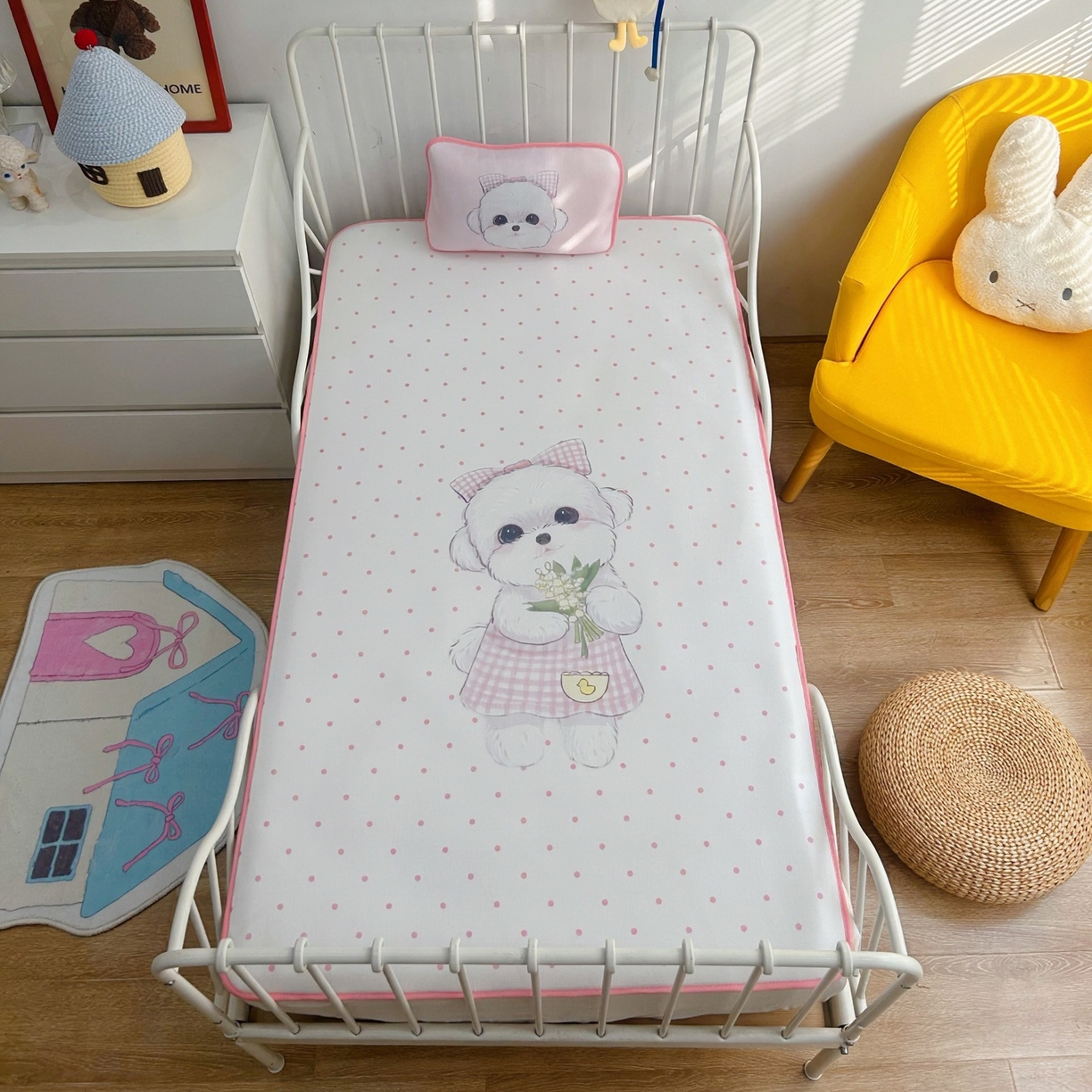 美乐迪家纺 2026新款儿童水光冰丝凉席席子凉席 比熊