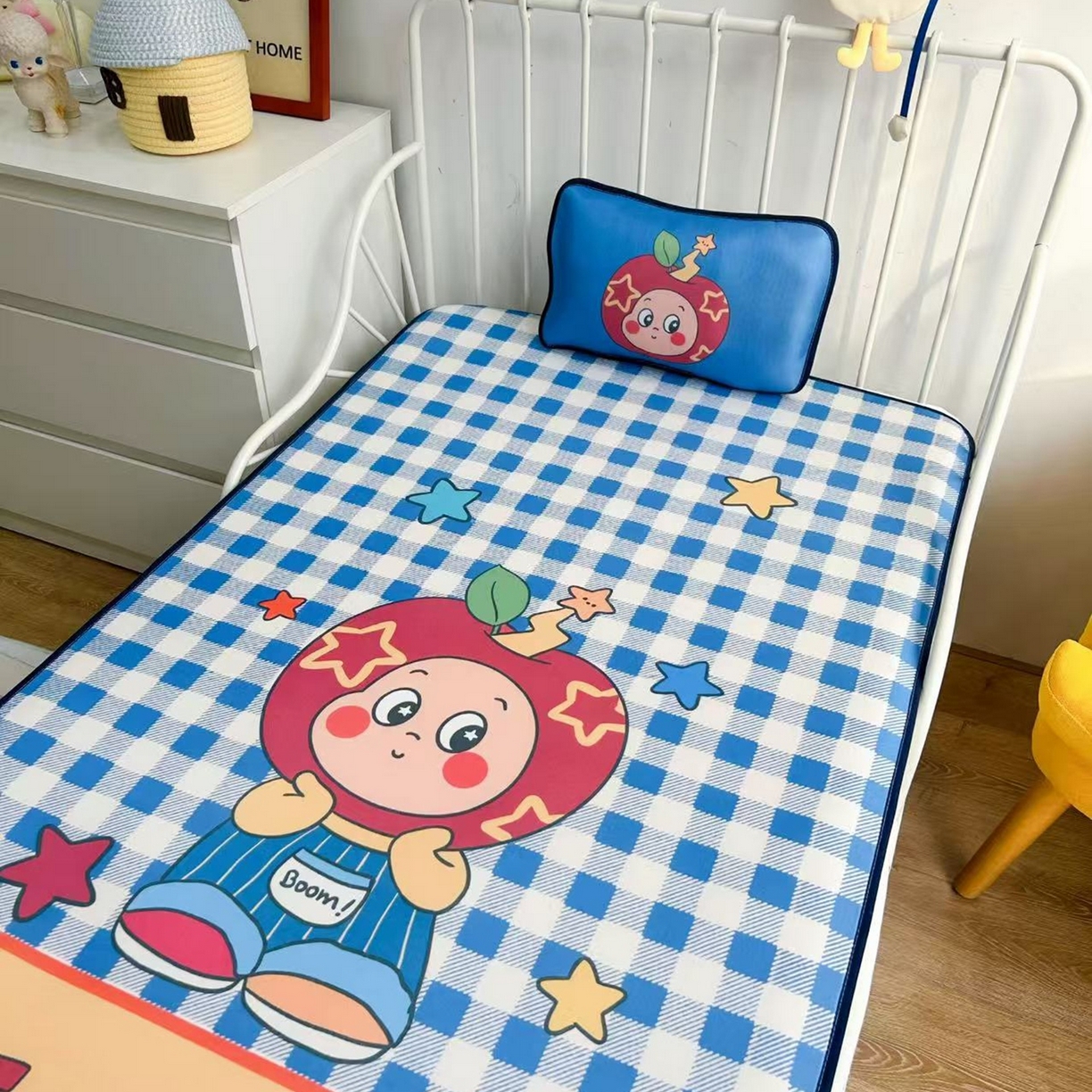 91家纺网 家纺一手货源 找家纺 美乐迪家纺 2026新款儿童水光冰丝凉席席子凉席 星星男孩