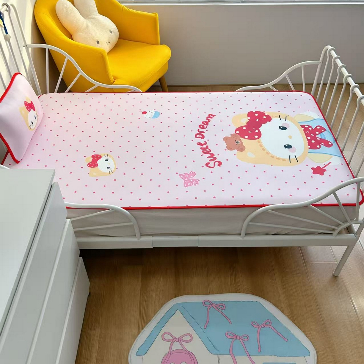 91家纺网 家纺一手货源 找家纺 美乐迪家纺 2026新款儿童水光冰丝凉席席子凉席 头套小猫