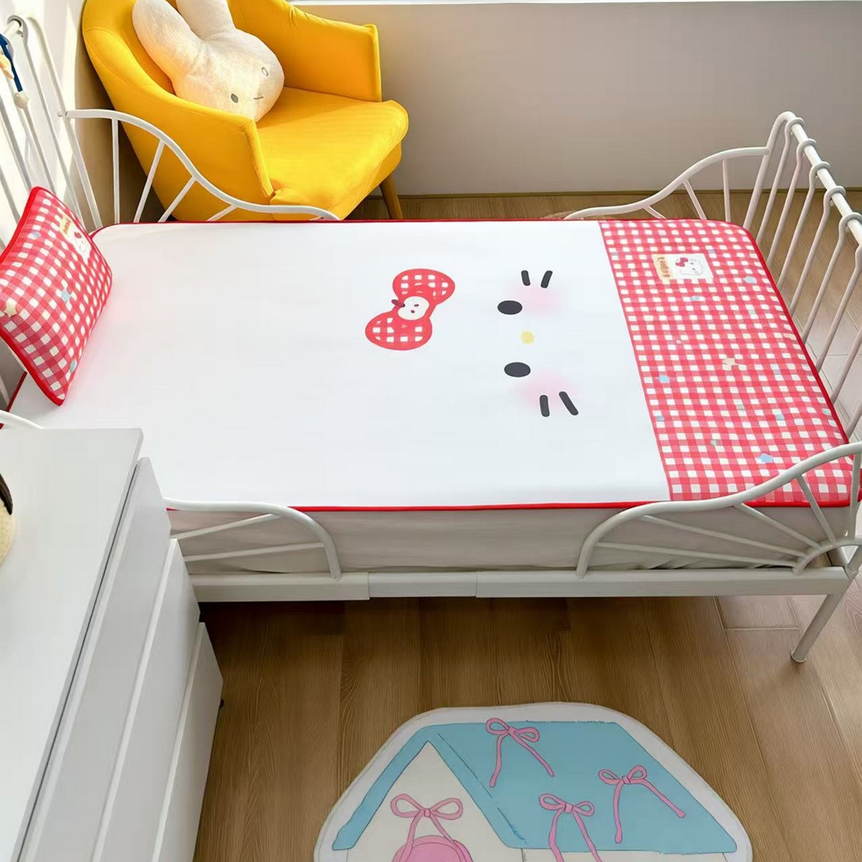 91家纺网 家纺一手货源 找家纺 美乐迪家纺 2026新款儿童水光冰丝凉席席子凉席 大脸猫