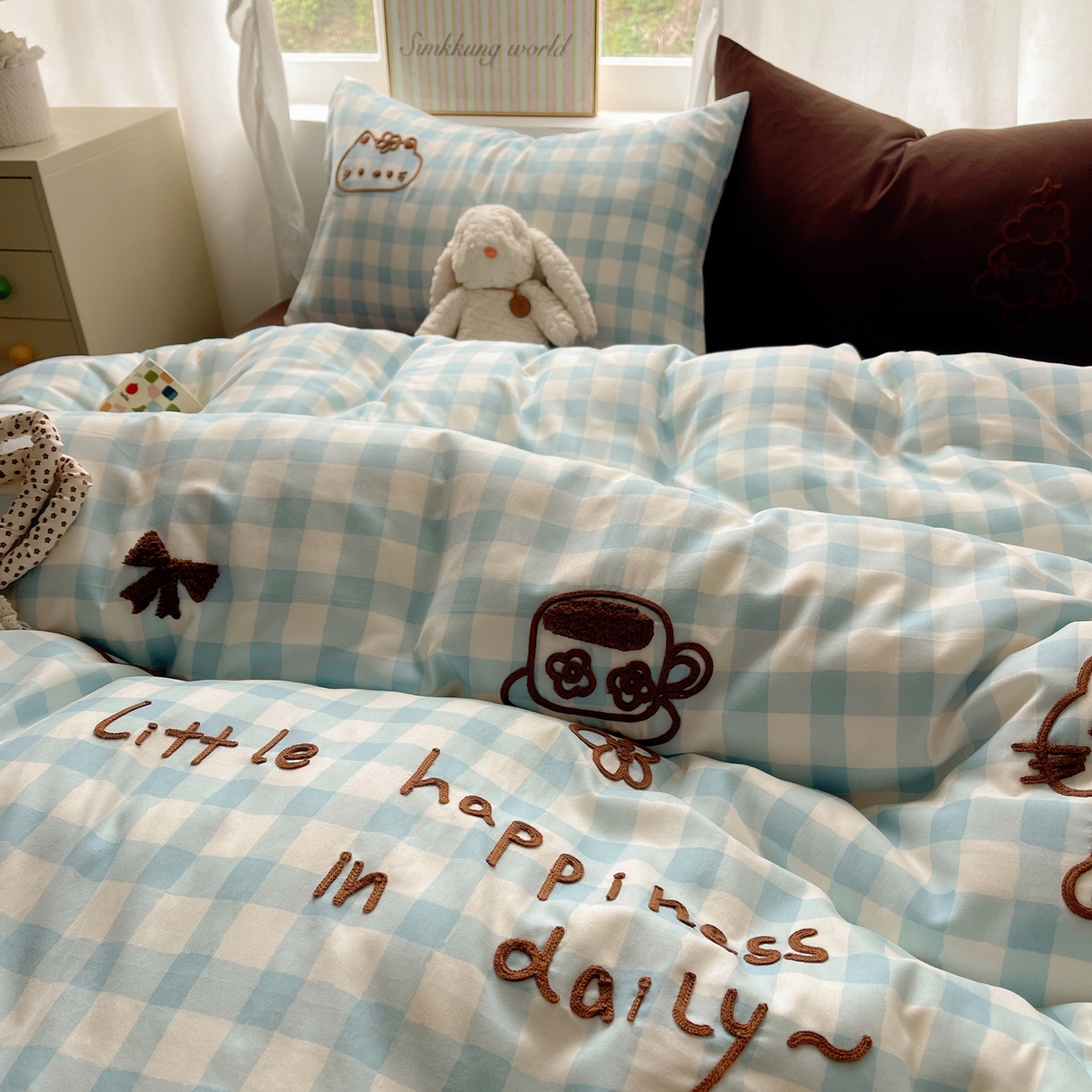 91家纺网 家纺一手货源 找家纺 韩都家居 2026春夏新款亲肤舒适毛巾绣四件套（包含买家秀原图） 小确幸