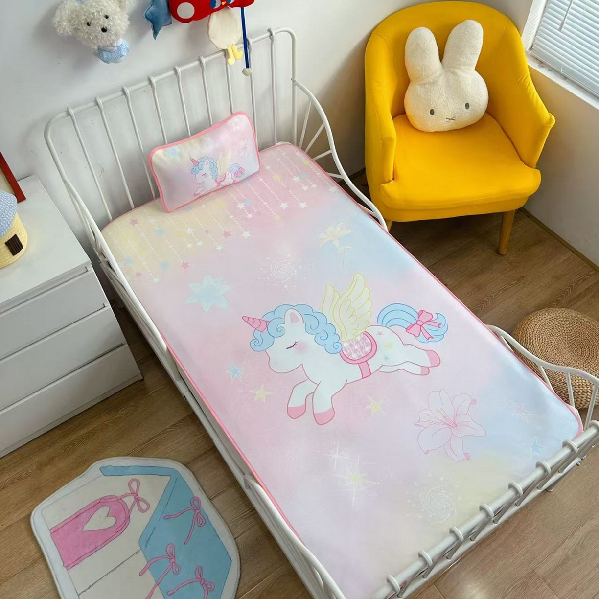 91家纺网 家纺一手货源 找家纺 美乐迪家纺 2026新款儿童水光冰丝凉席席子凉席 梦幻小马