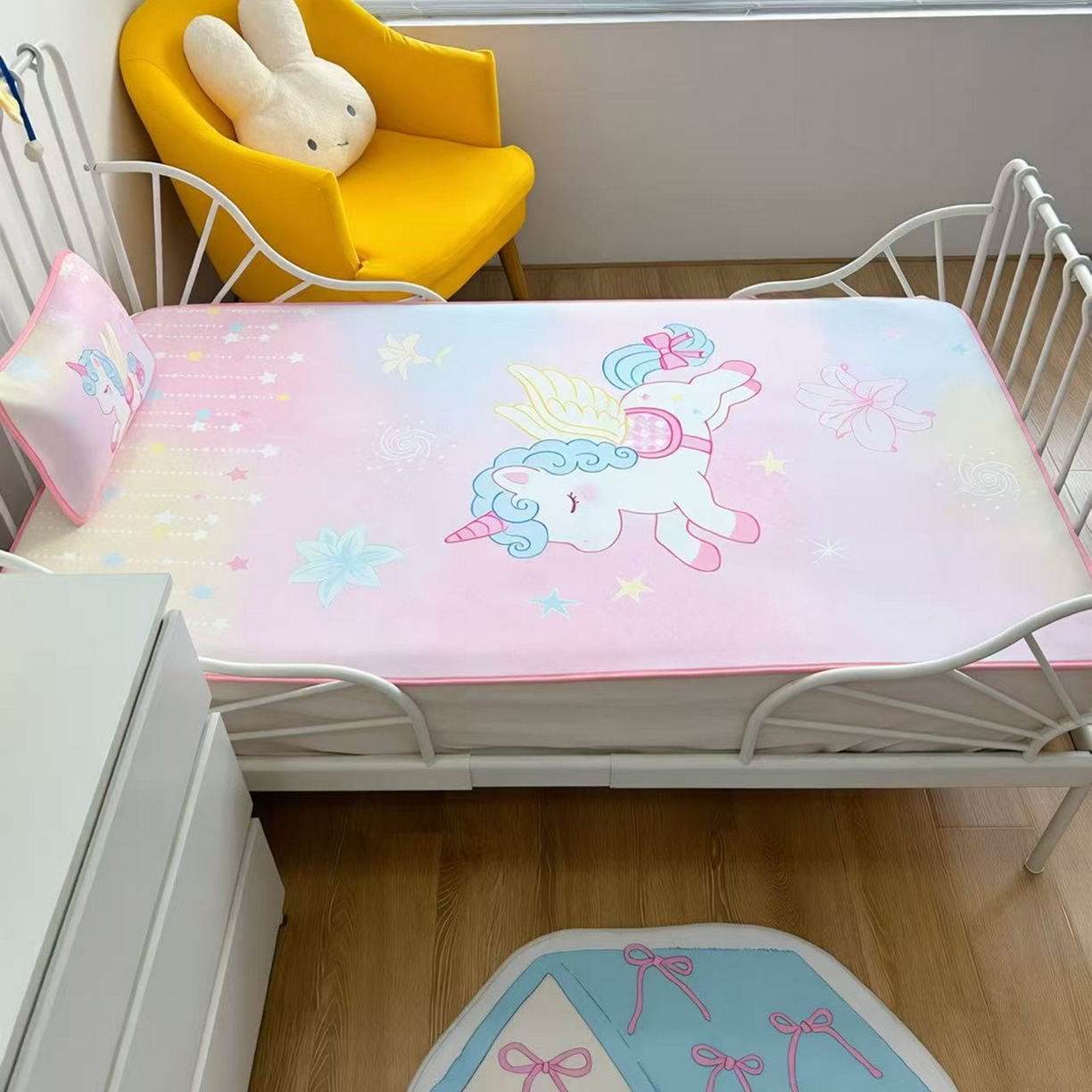 91家纺网 家纺一手货源 找家纺 美乐迪家纺 2026新款儿童水光冰丝凉席席子凉席 梦幻小马