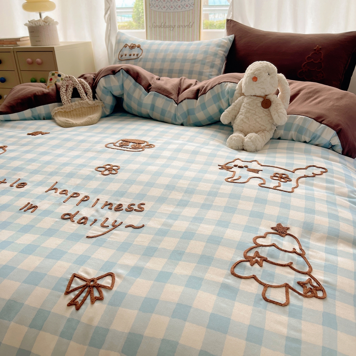 91家纺网 家纺一手货源 找家纺 韩都家居 2026春夏新款亲肤舒适毛巾绣四件套（包含买家秀原图） 小确幸