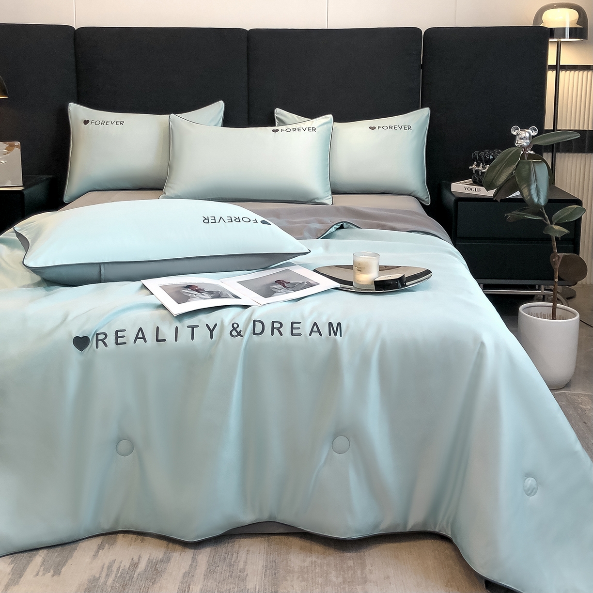 91家纺网 家纺一手货源 找家纺 （总）吾秀家居 2026新款双拼及羽毛刺绣夏被夏凉被空调被四件套-柔羽