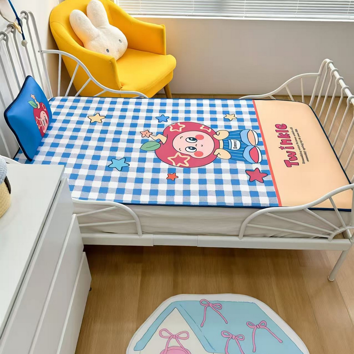 91家纺网 家纺一手货源 找家纺 美乐迪家纺 2026新款儿童水光冰丝凉席席子凉席 星星男孩