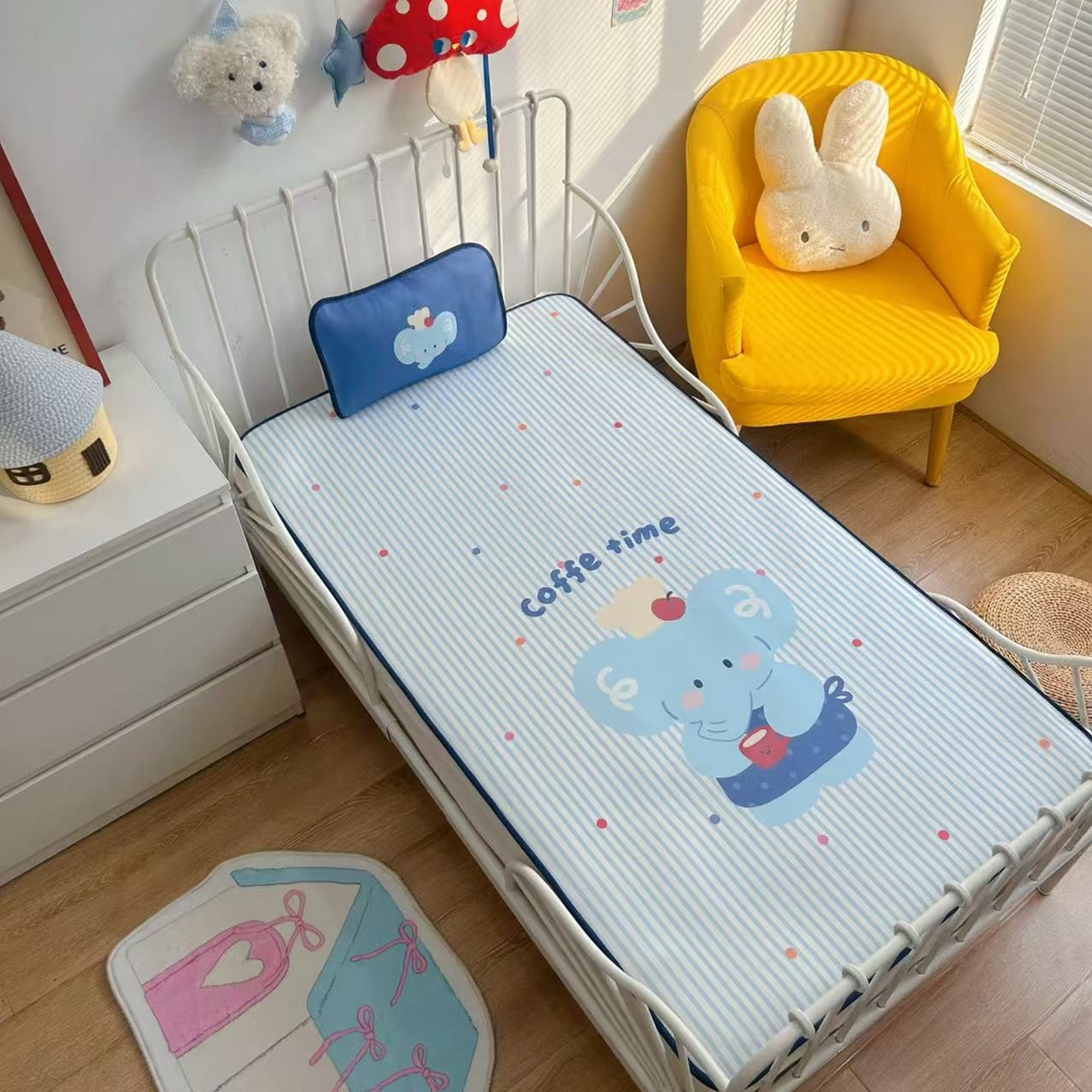 91家纺网 家纺一手货源 找家纺 美乐迪家纺 2026新款儿童水光冰丝凉席席子凉席 大象